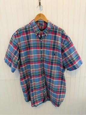 Ralph Lauren Multicolor Blue Plaid Short-Sleeve Button-Down Shirt